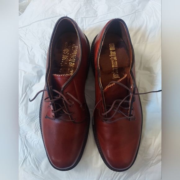 JORDAN MARSH 736222 MEN'S SADDLE TAN LEATHER LACEUP OXFORDS SIZE 7.5 E - Picture 2 of 14